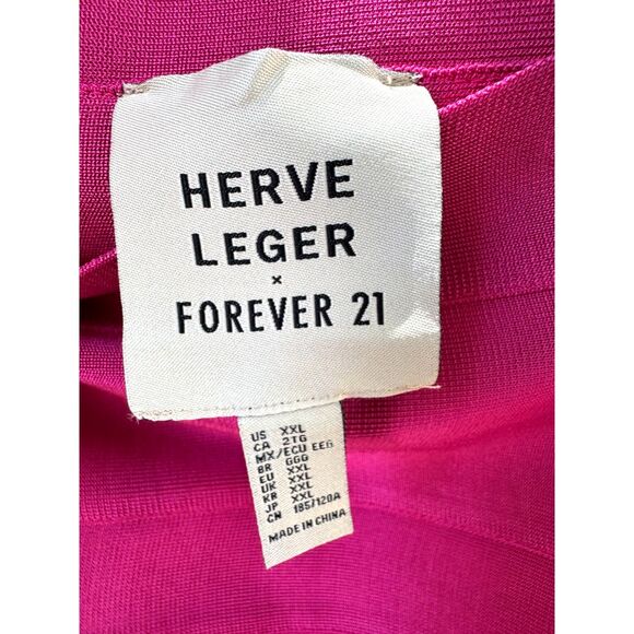 NWOT Hervé Léger x Forever 21 Electric Pink Fitted Bandage Mini Skirt Size XXL - Picture 4 of 7